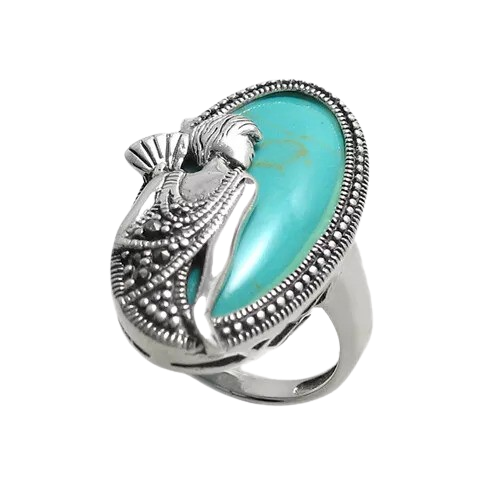 Turquoise Marcasite Lady Ring